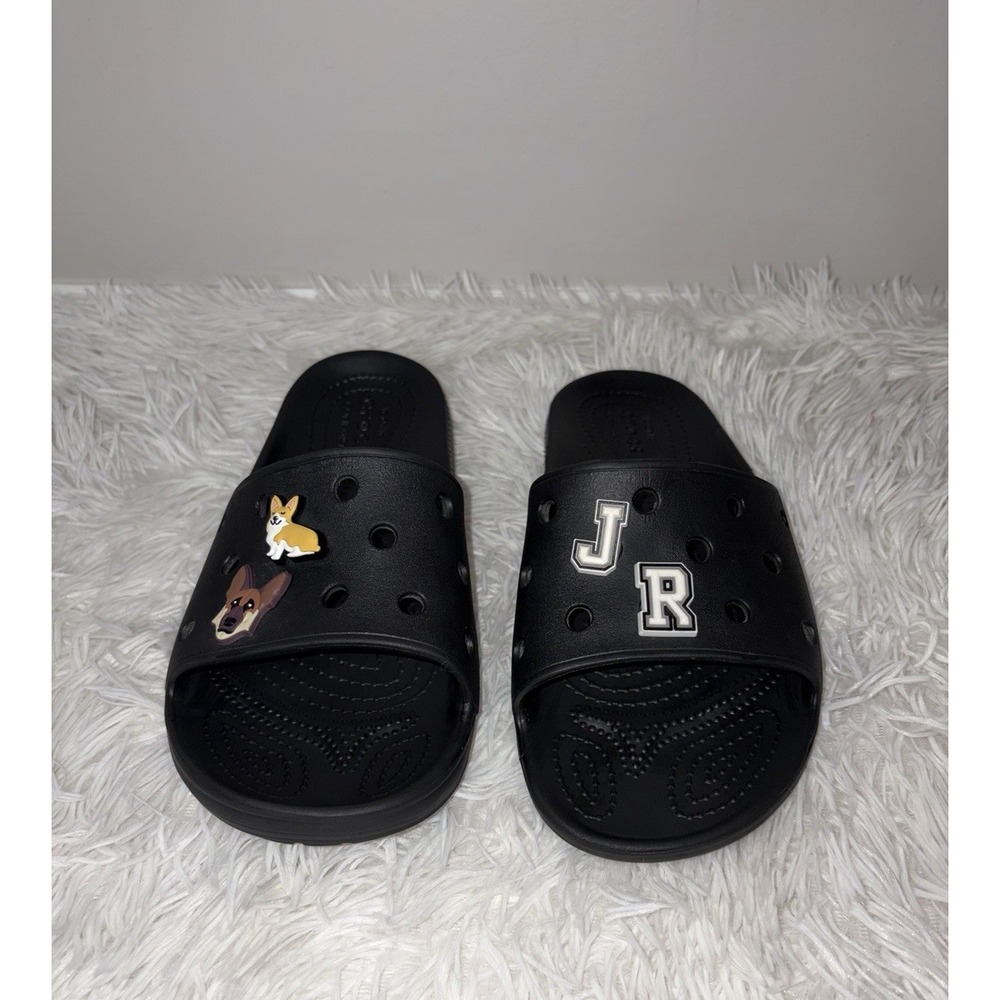 Crocs Sandals Men 7 Women 9 Black Open Toe Slip On Flip Flop Comfort Shoes